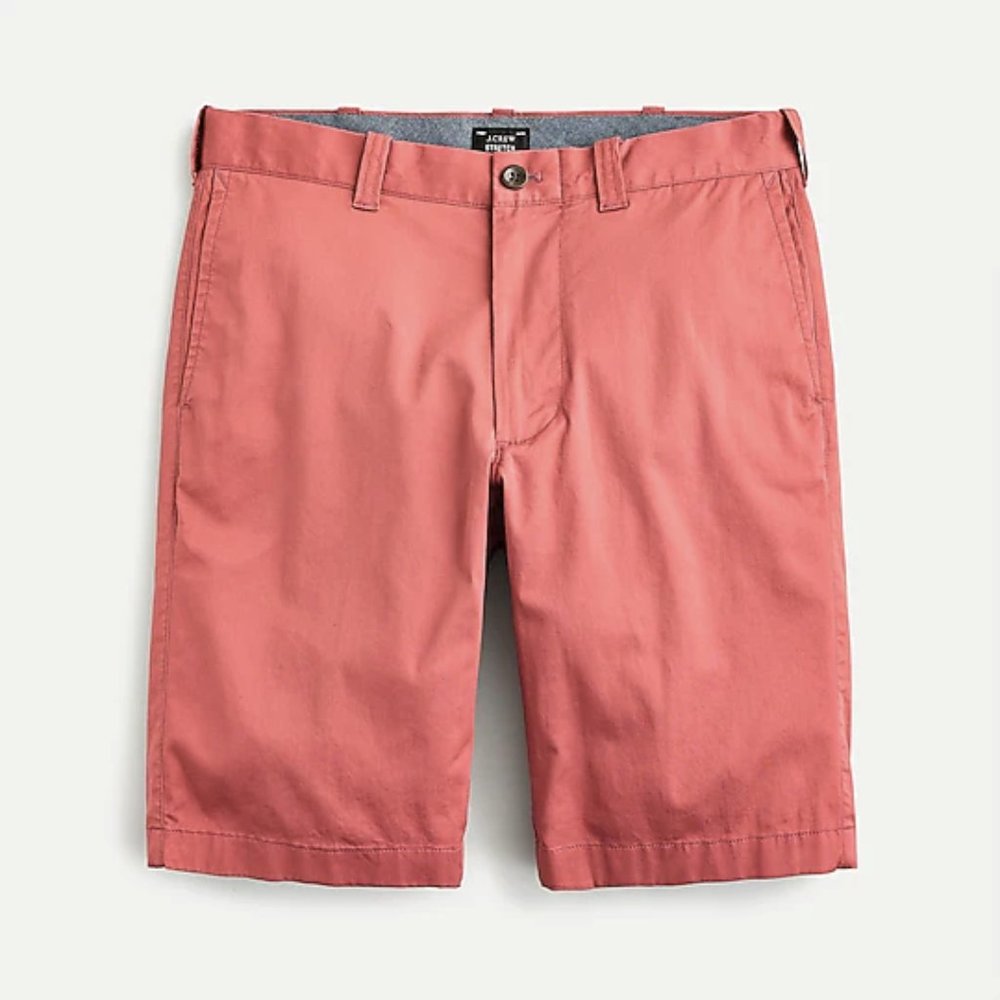 NWT J Crew Ashen Red Classic Fit 10.5" Stretch Chino Shorts Mens